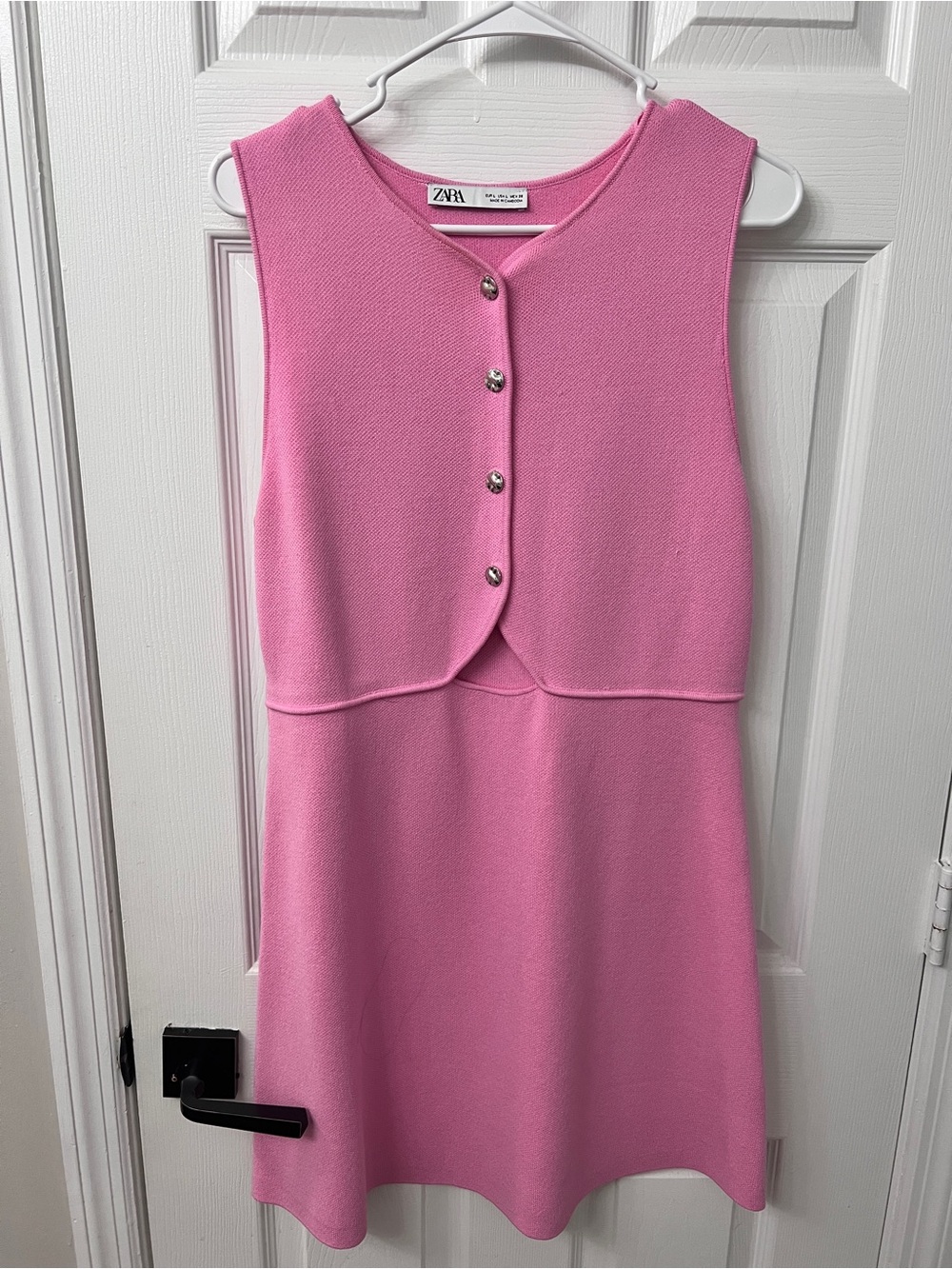 Zara Bubblegum Pink Sleeveless Button-Up Dress
